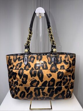 🐆 VINTAGE Coach Madison Ocelot Leopard Chain Tote (Style 15554) 🐆